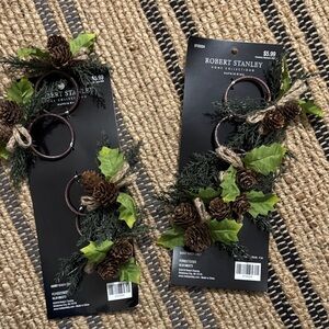 Robert Stanley Green and Brown Faux Pinecone Napkin Rings